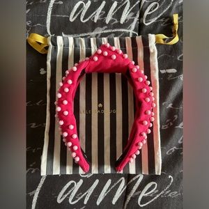 Lele Sadoughi OOAK Red Knot Headband w Pink Beads